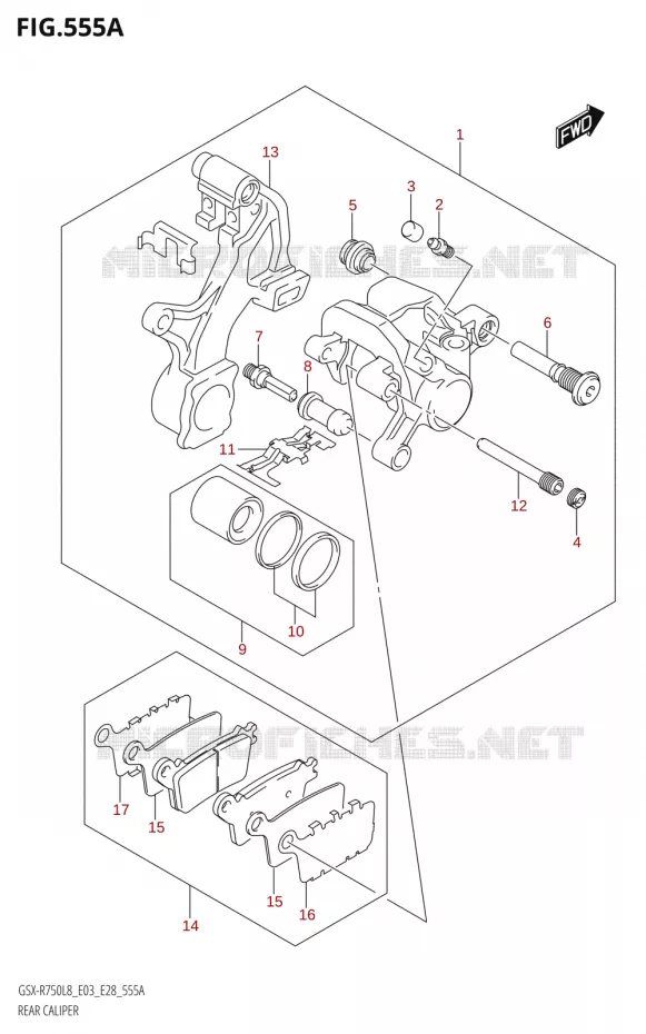 ETRIER DE FREIN ARRIERE Suzuki MOTO 750 GSX-R 2018  GSX-R750 L8 (E03,E28,E33)