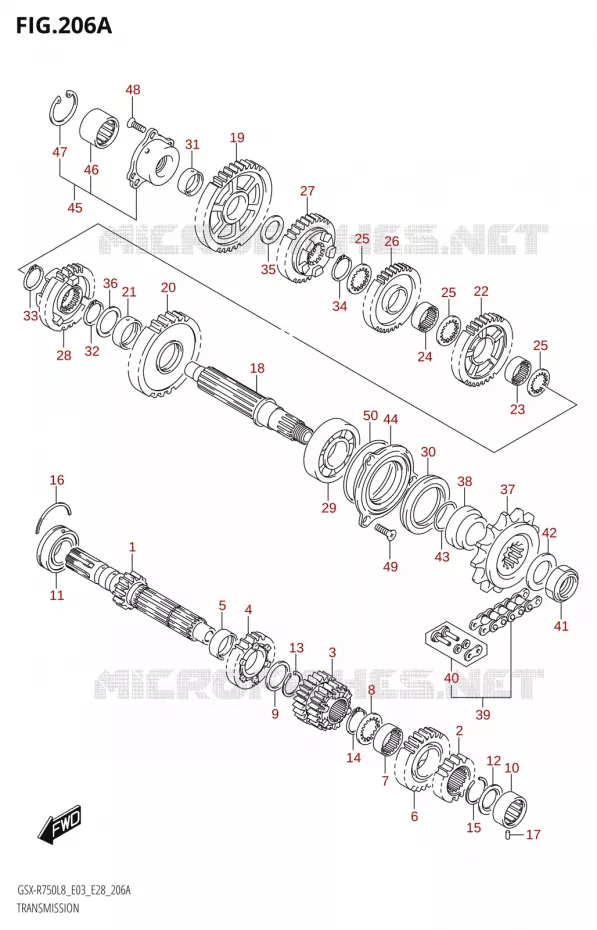 TRANSMISSION Suzuki MOTO 750 GSX-R 2018  GSX-R750 L8 (E03,E28,E33)