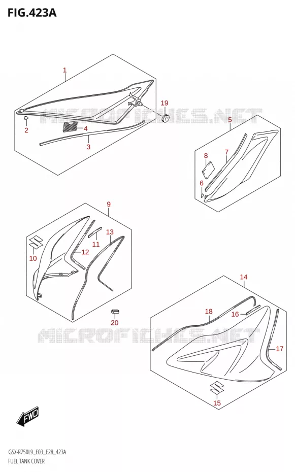 COUVRE RESERVOIR Suzuki MOTO 750 GSX-R 2019  GSX-R750 L9 (E03,E28,E33)