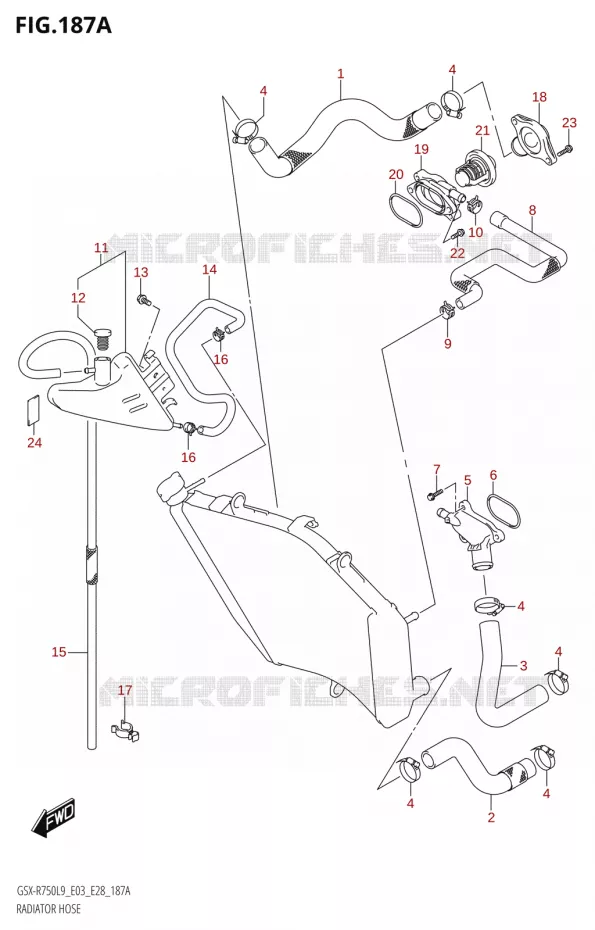 DURITES DE RADIATEUR - VASE D'EXPANSION Suzuki MOTO 750 GSX-R 2019  GSX-R750 L9 (E03,E28,E33)