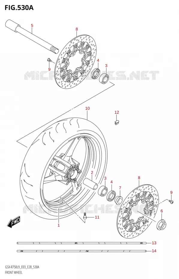 ROUE AVANT Suzuki MOTO 750 GSX-R 2019  GSX-R750 L9 (E03,E28,E33)