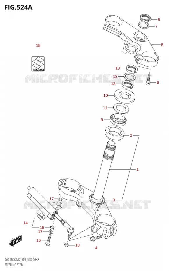 COLONNE DE DIRECTION Suzuki MOTO 750 GSX-R 2020  GSX-R750 M0 (E03,E28,E33)