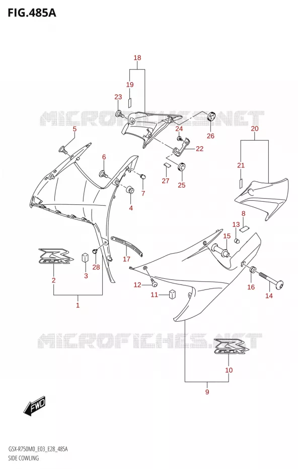 FLANCS DE CARENAGES Suzuki MOTO 750 GSX-R 2020  GSX-R750 M0 (E03,E28,E33)