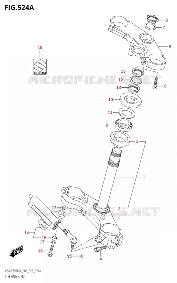 COLONNE DE DIRECTION Suzuki MOTO 750 GSX-R 2021  GSX-R750 M1 (E03,E28,E33)