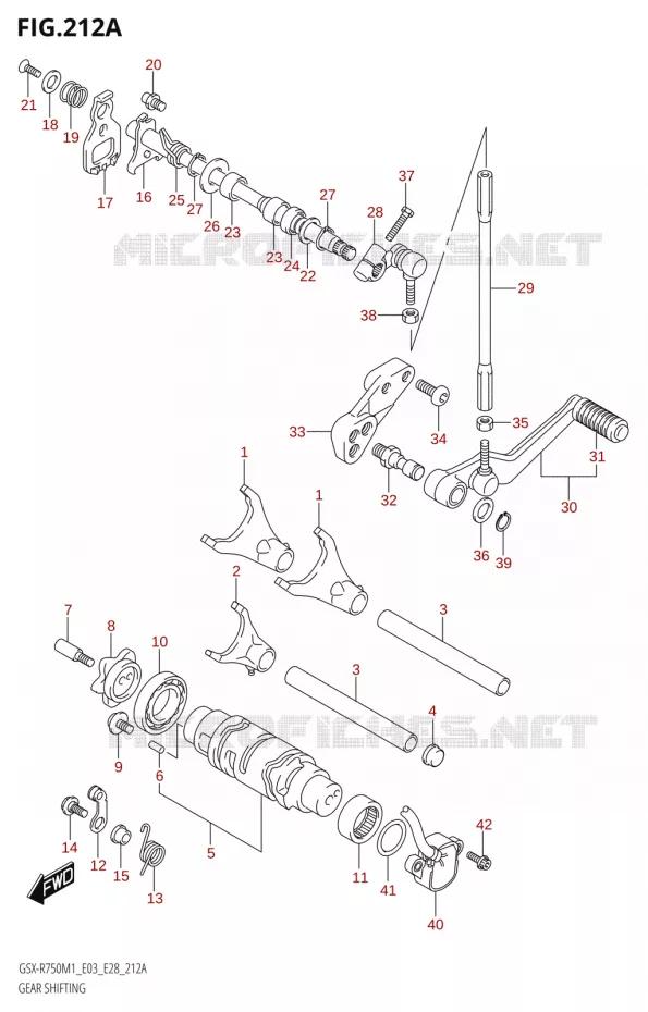 ENSEMBLE DE SELECTION DE VITESSES Suzuki MOTO 750 GSX-R 2021  GSX-R750 M1 (E03,E28,E33)