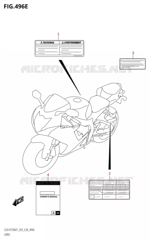 ETIQUETTE (E28) Suzuki MOTO 750 GSX-R 2021  GSX-R750 M1 (E03,E28,E33)