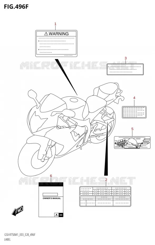 ETIQUETTE (E33) Suzuki MOTO 750 GSX-R 2021  GSX-R750 M1 (E03,E28,E33)
