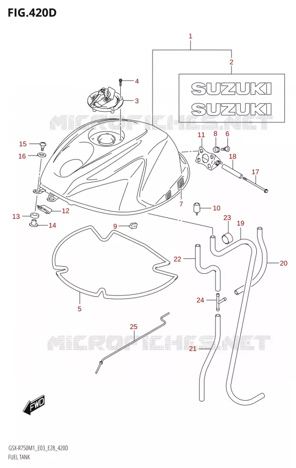RESERVOIR D'ESSENCE (GSX-R750:E03,E28) Suzuki MOTO 750 GSX-R 2021  GSX-R750 M1 (E03,E28,E33)