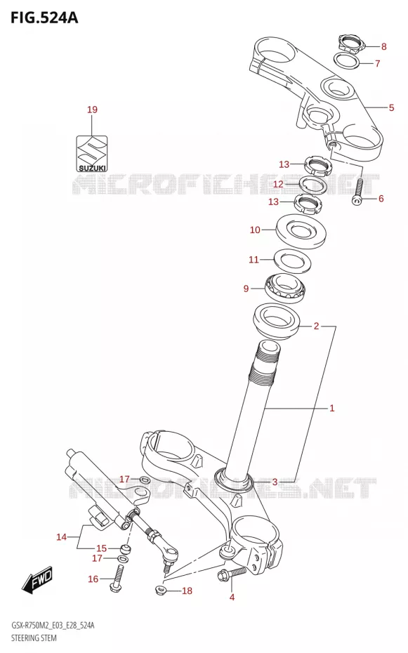 COLONNE DE DIRECTION Suzuki MOTO 750 GSX-R 2022  GSX-R750 M2 (E03,E28,E33)
