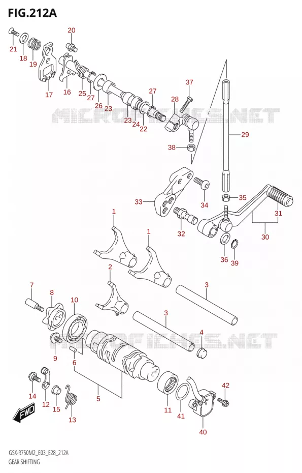 ENSEMBLE DE SELECTION DE VITESSES Suzuki MOTO 750 GSX-R 2022  GSX-R750 M2 (E03,E28,E33)