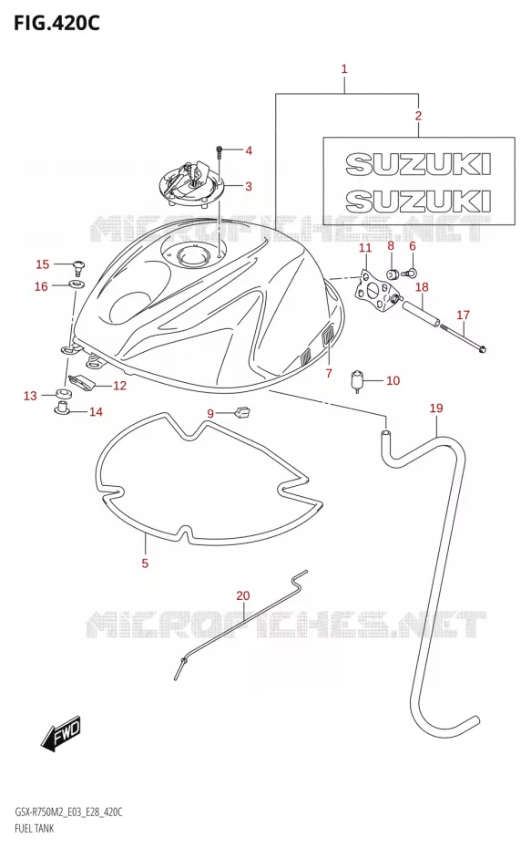 RESERVOIR D'ESSENCE (GSX-R750:E33) Suzuki MOTO 750 GSX-R 2022  GSX-R750 M2 (E03,E28,E33)