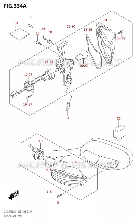 CLIGNOTANTS Suzuki MOTO 750 GSX-R 2023  GSX-R750 M3 (E03,E28,E33)