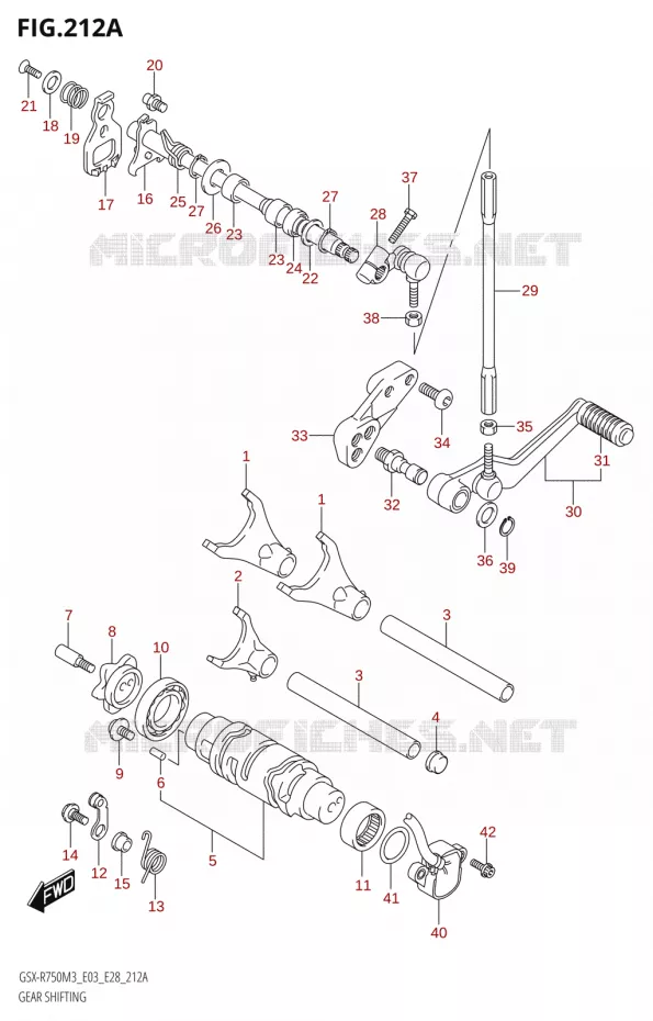 ENSEMBLE DE SELECTION DE VITESSES Suzuki MOTO 750 GSX-R 2023  GSX-R750 M3 (E03,E28,E33)
