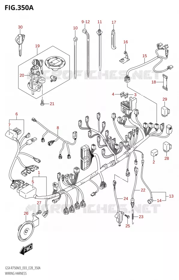 FAISCEAU ELECTRIQUE (E03,E28) Suzuki MOTO 750 GSX-R 2023  GSX-R750 M3 (E03,E28,E33)