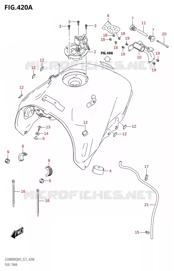 RESERVOIR D'ESSENCE Suzuki MOTO 800 GSX 2023  GSX800RRQ M3 (E21)