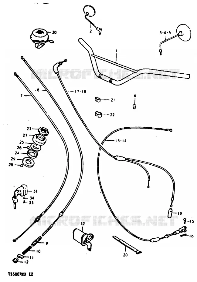 GUIDON - CABLES Suzuki MOTO 50 TS-ER 1981  TS50ERKDX(T/X)