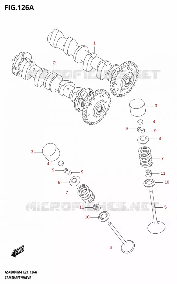 ARBRE A CAMES - SOUPAPES Suzuki MOTO 800 GSX 2024  GSX800FUQ M4 (E21)