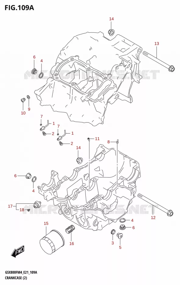 CARTERS MOTEUR (2) Suzuki MOTO 800 GSX 2024  GSX800FUQ M4 (E21)