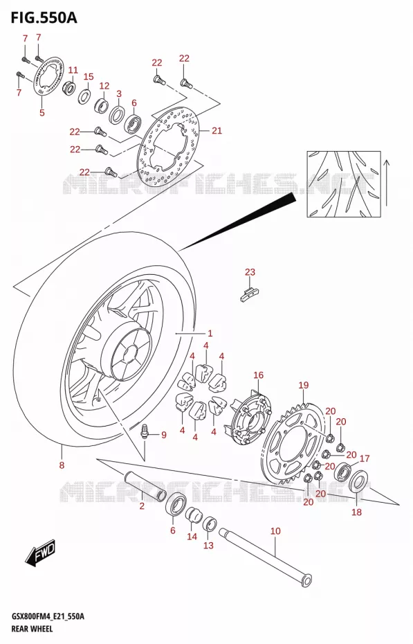ROUE ARRIERE Suzuki MOTO 800 GSX 2024  GSX800FUQ M4 (E21)