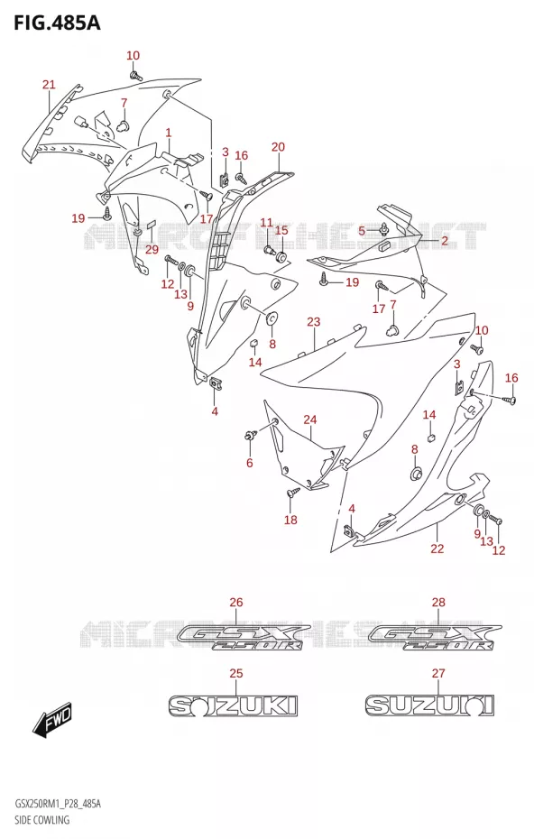 FLANCS DE CARENAGES Suzuki MOTO 250 GSX-R 2021  GSX250R M1 (P28)