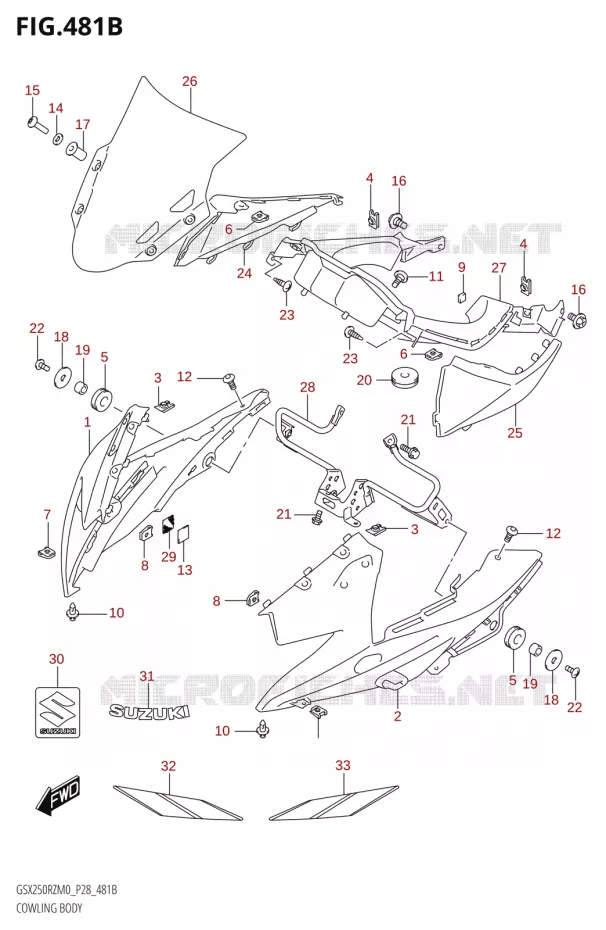 CARENAGE AVANT - TETE DE FOURCHE (FOR QHW) Suzuki MOTO 250 GSX-R 2020  GSX250RZ M0 E03,E28,E33