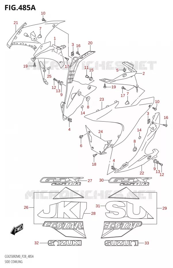 FLANCS DE CARENAGES (FOR QHV) Suzuki MOTO 250 GSX-R 2020  GSX250RZ M0 E03,E28,E33