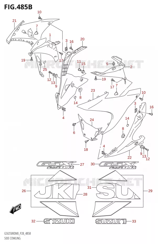 FLANCS DE CARENAGES (FOR QHW) Suzuki MOTO 250 GSX-R 2020  GSX250RZ M0 E03,E28,E33