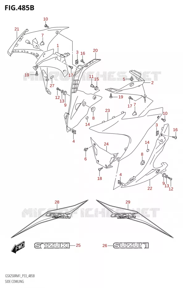 FLANCS DE CARENAGES (GSX250RA) Suzuki MOTO 250 GSX-R 2021  GSX250R M1 (P33)