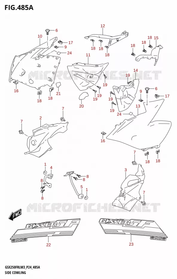 FLANCS DE CARENAGES (GSX250FRL) Suzuki MOTO 250 GSX-R 2023  GSX250FRLX / GSX250FRL M3 (P24)