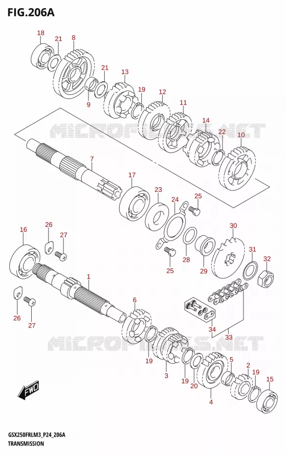 TRANSMISSION Suzuki MOTO 250 GSX-R 2023  GSX250FRLX / GSX250FRL M3 (P24)