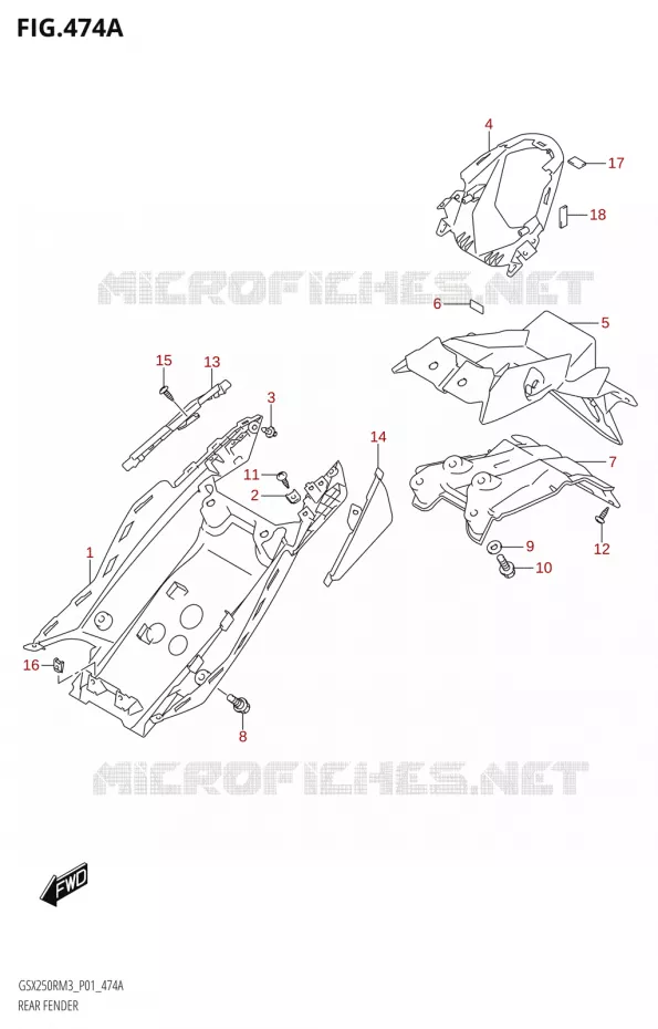 GARDE BOUE ARRIERE Suzuki MOTO 250 GSX-R 2023  GSX250RRLJ M3 (P01)