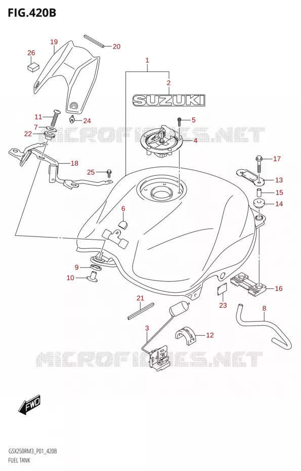 RESERVOIR D'ESSENCE (GSX250RRLZ:M3:P01) Suzuki MOTO 250 GSX-R 2023  GSX250RRLJ M3 (P01)