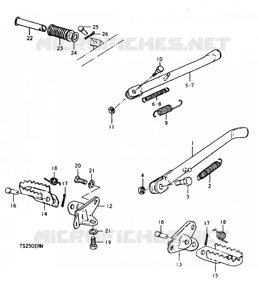 BEQUILLE - REPOSE PIED Suzuki MOTO 250 TS-ER 1992  TS250ERN