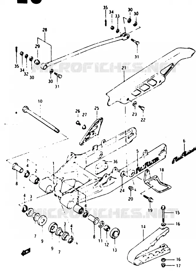BRAS OSCILLANT ARRIERE Suzuki MOTO 125 TS-X 1985  TS125XF(E/F/G)