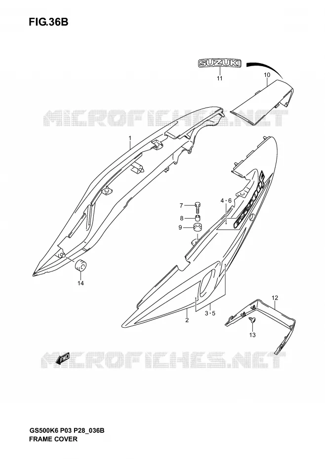 CARENAGES ARRIERE  (GS500FK4) Suzuki MOTO 500 GS-E 2004  GS500K4(P3)