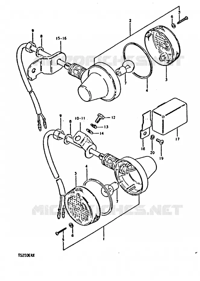 CLIGNOTANTS (E4, E17, E21) Suzuki MOTO 250 TS-ER 1996  TS250ERT(T/X)