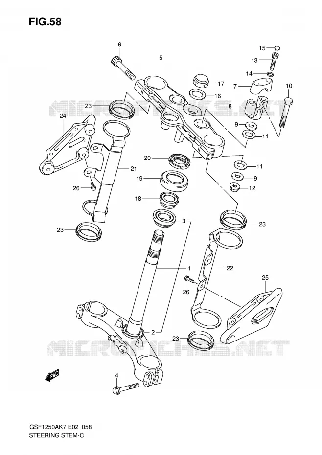 COLONNE DE DIRECTION (GSF1250K7/AK7/K8/AK8/K9/AK9) Suzuki MOTO 1250 BANDIT-S 2010  GSF1250SL0(E2)