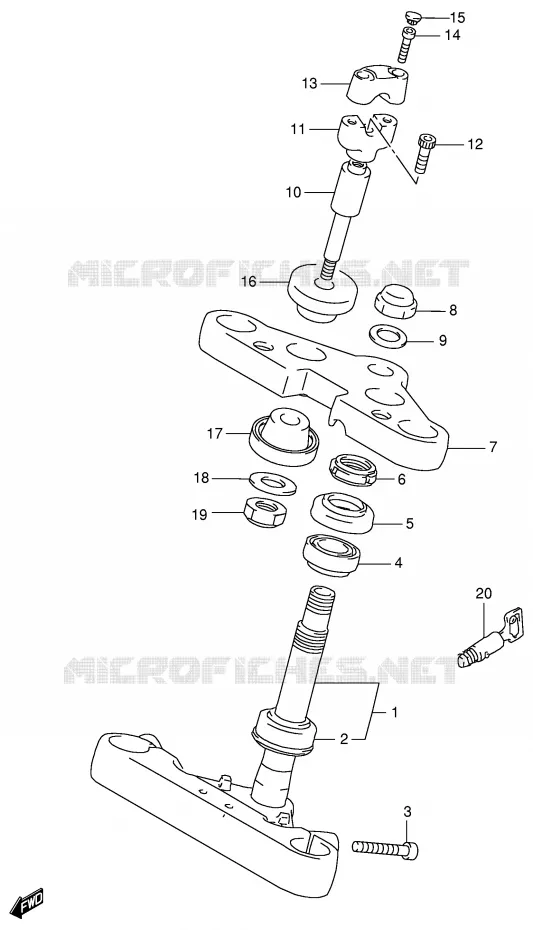 COLONNE DE DIRECTION (MODELE Y) Suzuki MOTO 800 INTRUDER 1998  VS800GLW(E2)