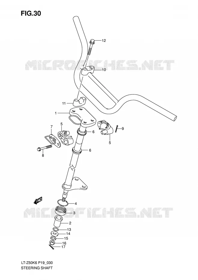 COLONNE DE DIRECTION Suzuki QUAD 50 QUADSPORT 2010  LT-Z50ZL0(P19)