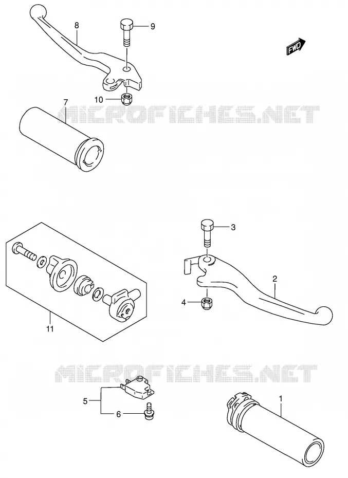 ENSEMBLE LEVIERS - POIGNEES Suzuki MOTO 1400 INTRUDER 2008  VS1400K8(E3/E28)