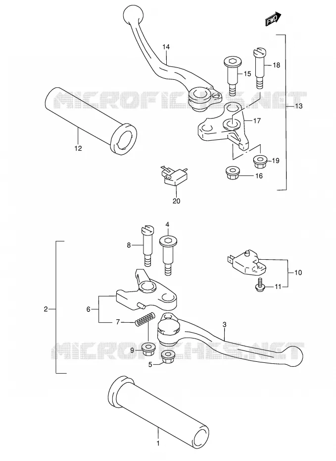 ENSEMBLE LEVIERS - POIGNEES Suzuki MOTO 1500 INTRUDER 2001  VL1500K1(E2)