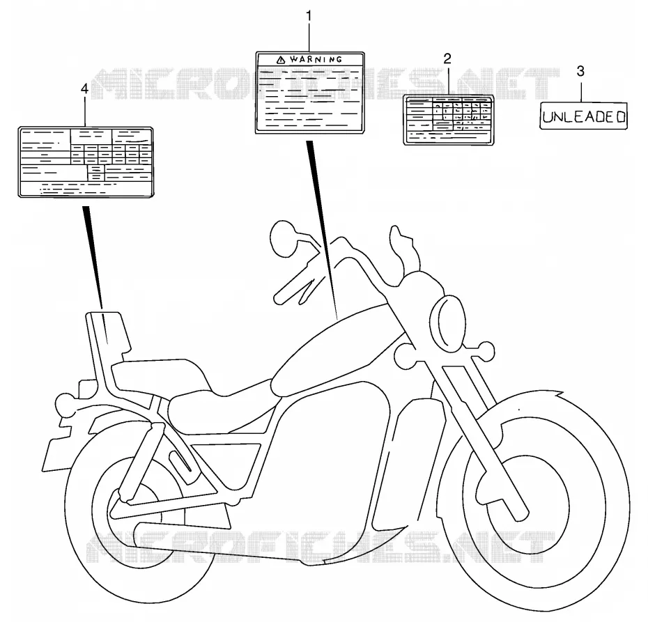 ETIQUETTE D'AVERTISSEMENT (MODELE N/P/R) Suzuki MOTO 800 INTRUDER 1992  VS800GLN(E2)