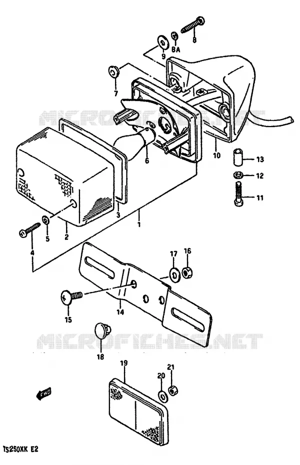FEU ARRIERE Suzuki MOTO 250 TS-X 1989  TS250XK(E/G/H/J/K)