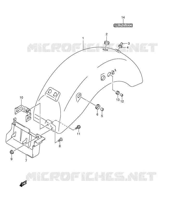 GARDE BOUE ARRIERE (MODELE K2/K3/K4) Suzuki MOTO 250 INTRUDER 2004  VL250K4(E2)