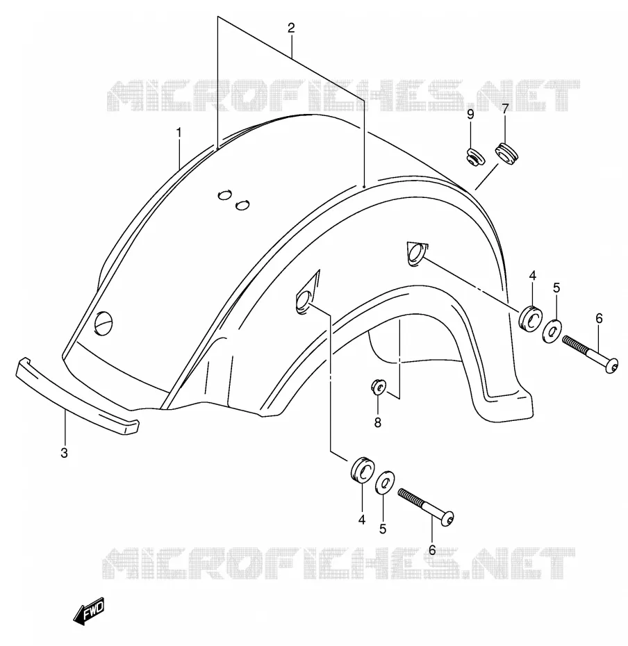 GARDE BOUE ARRIERE (MODELE K3) Suzuki MOTO 800 VOLUSIA 2002  VL800K2(E2)