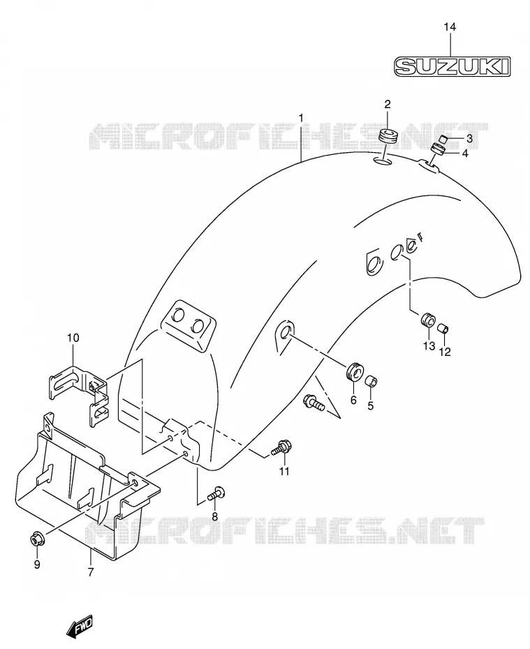 GARDE BOUE ARRIERE (MODELE K4) Suzuki MOTO 125 INTRUDER 2000  VL125Y(E2)