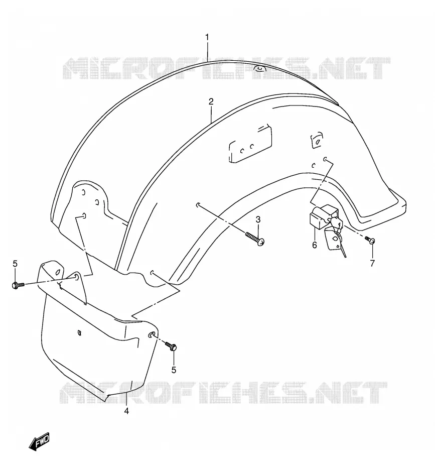 GARDE BOUE ARRIERE (MODELE W/X) Suzuki MOTO 1500 INTRUDER 2002  VL1500K2(E2)