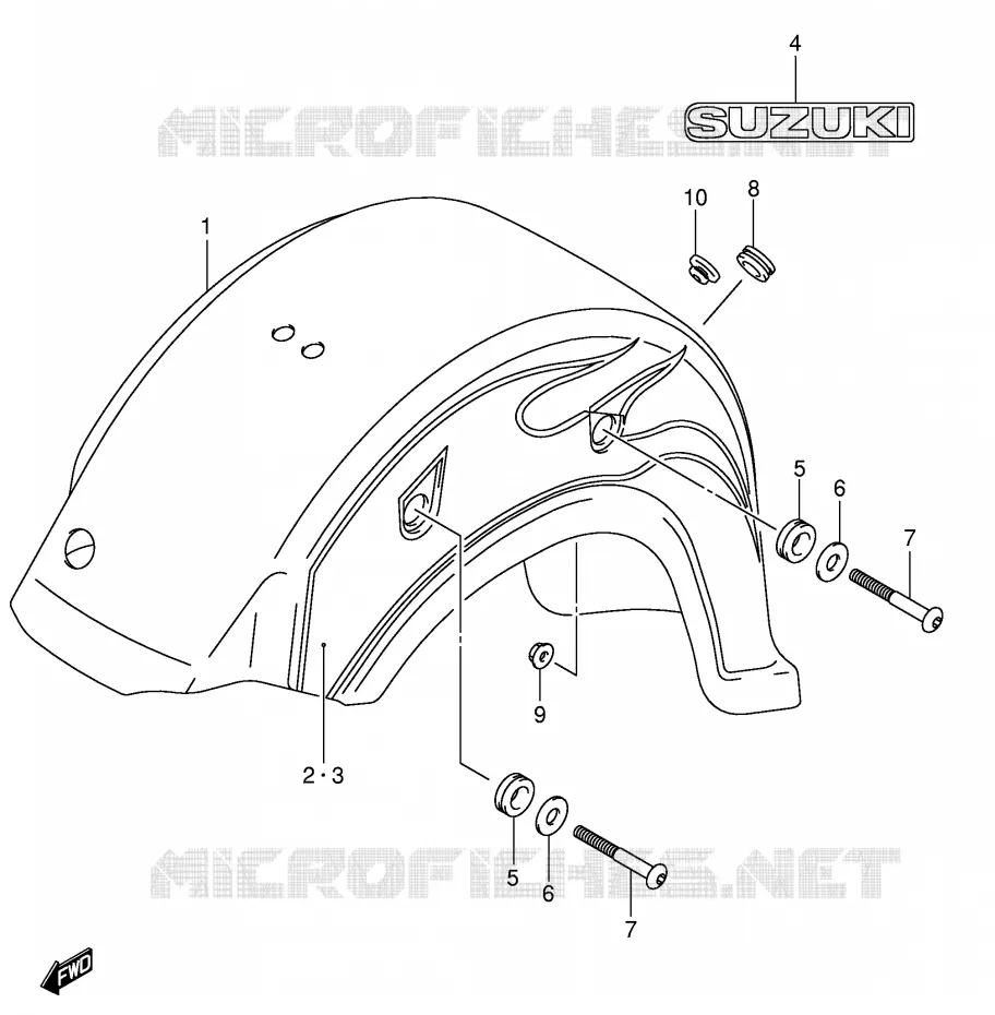 GARDE BOUE ARRIERE (VL800ZK4/ZK5) Suzuki MOTO 800 VOLUSIA 2005  VL800ZK5(E2)
