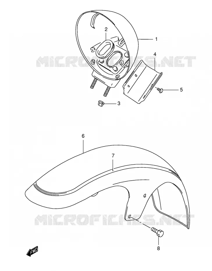 GARDE BOUE AVANT (MODELE K3) Suzuki MOTO 1400 INTRUDER 2000  VS1400GLPY(E2)