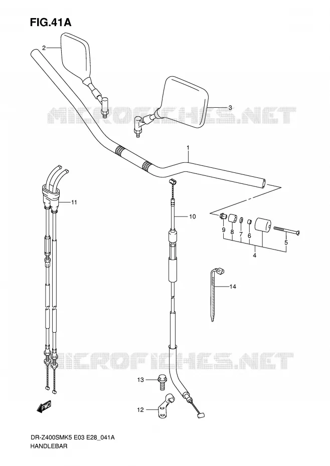 GUIDON (MODEL K7/K8/K9) Suzuki MOTO 400 DR-Z 2007  DR-Z400SMK7(E3/E28)